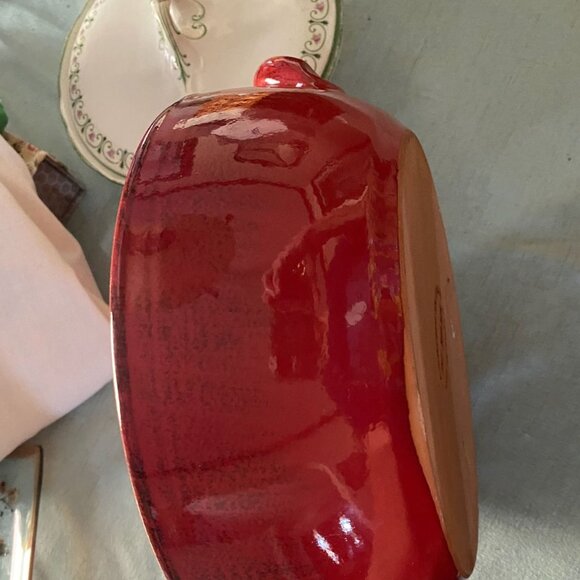 Vintage De Silva Italy Terracotta Casserole Dish Red Clay Rustic Kitchen 10 Inch - Picture 5 of 8